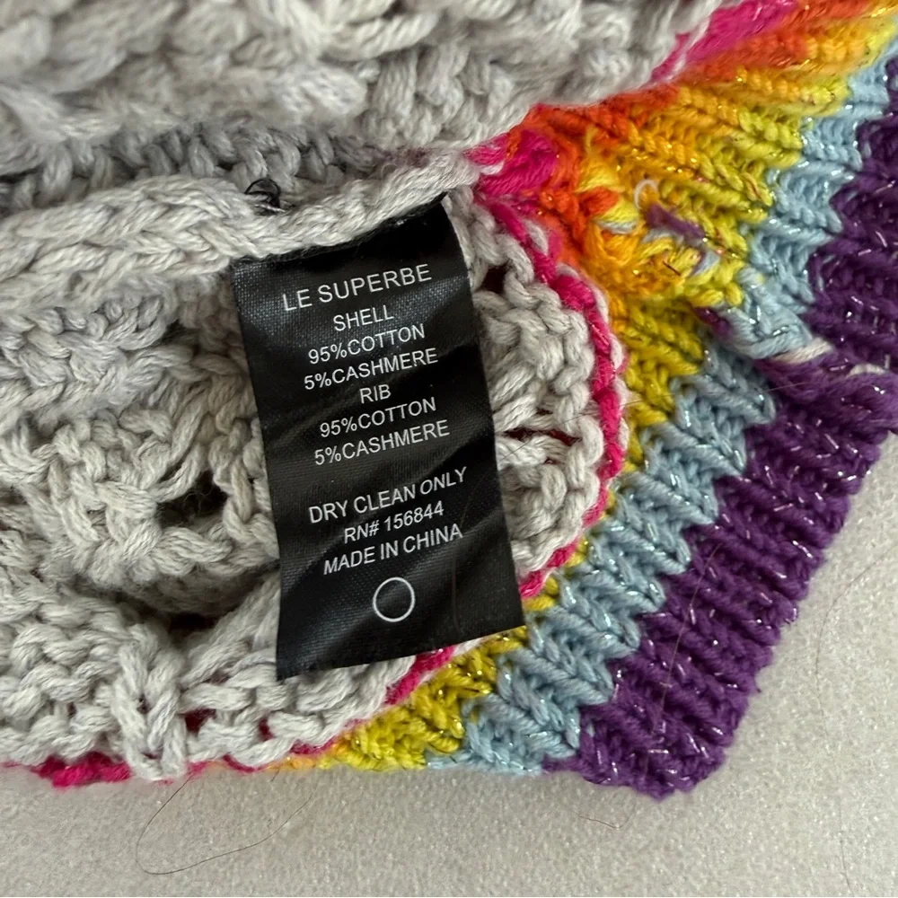 Le Superbe Silver Lining Rainbow Cuff Cashmere Blend Sweater